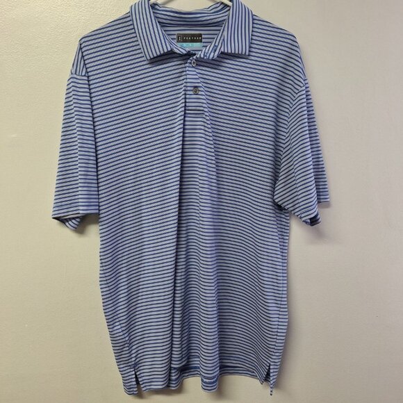 PGA‎ Tour Golf Shirt Pullover Collar Striped Button Mens Large Lightweight - Picture 1 of 8